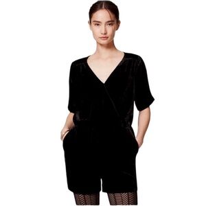 LOFT Black Velvet Jumpsuit